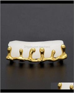 Grillz Dental Body Teeth Grillz Volcanic Lava Drip Gold Grills Mens Hip Hop smycken ZDJ3V1678667
