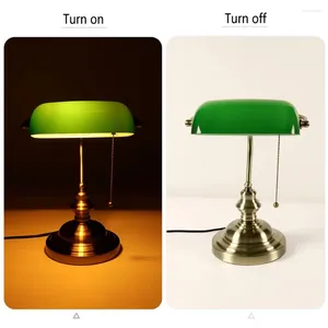 Table Lamps American Retro Office Desk Light With Green Lampshade For Eye Protection Reading Bank Metal