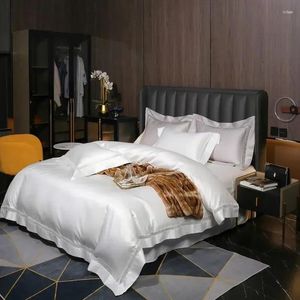 Yatak Setleri Premium 1000TC Mısır Pamuk Hipoalerjenik Yumuşak Zarif El Kalitesi Beyaz Gri Yorgan Yatak Tabağı Yastık Şems