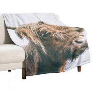 Blankets Majestic Highland Cow Portrait Throw Blanket Fluffy Softs Christmas Gifts Single Nap