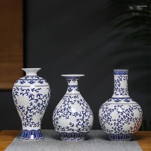 Wazony jingdezhen ryżowy wzrok porcelanowy chiński wazon zabytkowy niebieski-biała kości Chiny ozdobne ceramiczne kwiatowe