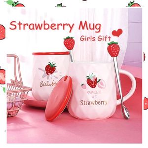 Mugs INS Personality Girl Ceramic Lovely Strawberry Mug Household Water Cup Creative Breakfast Coffee Milk Couple Gifts Cups