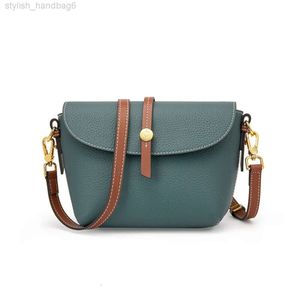 2023 Neue Herbst Frauen kleine Messenger -Tasche echte Leder Damen lässige Umhängetaschen Frauen weiche Crossbody Handtasche Blau Beige wwjma