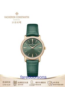 Jiangshidandun Heritance Series Manual Chazed Diamond Pink Gold Green Dial Watch for Women 1405T com caixa de presente
