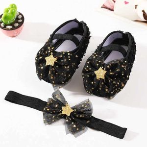 Pierwsze spacerowiczów Sneakers Baby Girl Bow Star Buty Princess z opaską