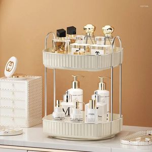 Storage Boxes Luxury 360-Degree Rotating Cosmetic Rack For Home No-Hole Bathroom Shelf Vanity Organizer Bedrooms & Bathrooms