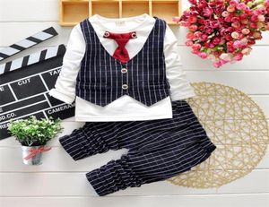 Set di abbigliamento da gentiluomo per bambini set da ragazzo vestiti da ragazzo finta camicia da due pezzi per bambini set di abbigliamento da ragazzo 445 Y22628442