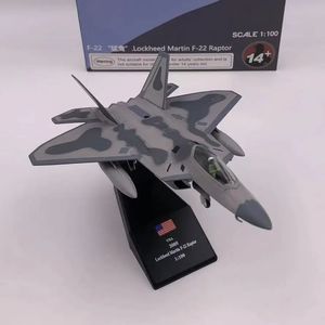 Scale 1/100 Fighter Model US F22 Raptor Military Aircraft Replica Aviation World War Plane Collectible Toy for Boy 240603