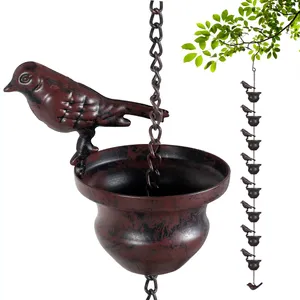 Garden Decorations Metal Birds On Cups Rain Chain Outdoor Gutter For Gutters Downspouts Hanging Home Downspout Tool Decor