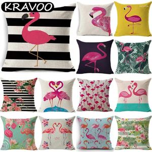 Kudde flamingo tropisk bomullslinne kast täcker bil hem dekoration soffa dekorera dekorativa barn kudde