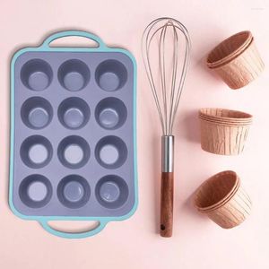 Baking Moulds Silicone Cupcake Trays Durable Muffin Pan 12 Tray With Stainless Steel Frame Non-stick Mold For Cheese