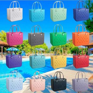 Bogg Silicone Beach Ultra-Large Capacity Luxury EVA Fashion Beach Bags Pink Blue Candy Women Cosmetic Bag Pvc Basket Travel Storage Bags