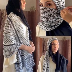 BANDANAS DURAG Em 2024 O novo lenço palestino kefiye feminino impresso de chiffon lenço de chiffon muçulmano xale longa 180 * 70cm J240603
