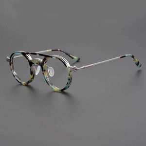 眼鏡フレーム新しいレトロラウンドシニアデザイナーブランド光学メガネフレームメンズ高品質の女性注文近似レトロメガネG240529