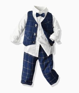 Fall Baby Boy Sets Toddler Kids Lapel Long Rleeve Koszulka Znaczona kamizelki Przestrzenne Pantiety 3PCS Boys Performance Ubrania J05913267395