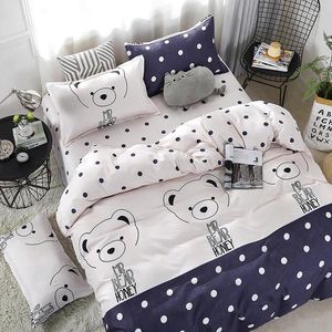 Sängkläder sätter 4st/set tecknad björntryck kawaii set sängfoder täcke täcke kuddar set49