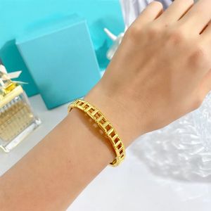 Fashion hollow smooth T square check bracelet personality hipster male and female couple bracelet ring 20m Bracelet