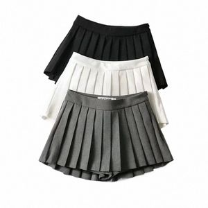 kjolar sommar höga midje kjolar 2024 kvinnor sexiga minikjolar vintage veckade kjol koreansk tennis kort vit svart a7r8#