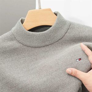 Men's Sweaters Luxury mens knitted sweater plain neck embroidered thick zipper winter Korean fashion casual plush mens knitting Q240603
