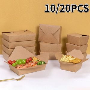 Take Out Containers 10/20PCS Disposable Fast Food Box Thickened Kraft Paper Folding Packaging Bento Cake Grilled Meat Salad Container