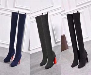 2020 Designer women039s heels autumn and winter Knitted elastic boots Sexy socks and Knee Boots Fashion stockings shoes Long bo3759233