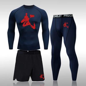 Mens Running Set Compression Sports Suits Liew Tights Kläder Gym Fitness Sportkläder kostymer snabb torr skid termisk underkläder 240529