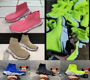 2021 Kids Girls Socks Fashion Beige Red Clearsole Black boots Baby Boy Trainer Sock Casual Shoes Lace Up Triple s Trainers sneaker9387042