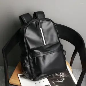 Backpack Fashion Men's Outdoor USB Travel Bags Large Capacity 15.5 Inch Laptop Soft PU Leather Men Backbags Mochila