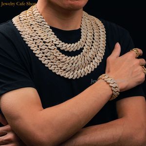 Hiphop smycken mode guld pläterad mässing cz zirkon diamant isad ut miami kubansk länk kedja halsband för män kvinnor