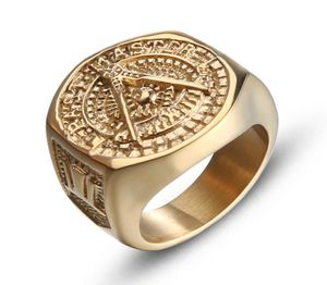 Etherial Handmade Men Ma Rings Stainless Steel Gold Ring Color Rings For Mens New Classic Hip Hop Freemasons5315866
