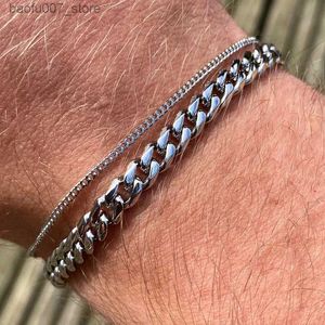 Bangle Vnox Mens البسيطة 3-11mm من الفولاذ المقاوم للصدأ كبح سلسلة كوبية للنساء للجنسين مجوهرات معصم الهدايا Q240603