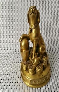 Pure Copper Dog Brass Feng Shui Decoration Money Ingot Dog Fortune to Feng Shui Wang Cai Crafts Bronze1071713