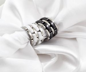 Klassisk enkelrad ring svartvitt keramiska kvinnor039 -parfinger bröllop ring5705478