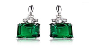 Silver Color 925 Emerald Jewelry Earrings for Women Peridot Mystic Jade Bizuteria Gemstone Garnet Emerald Drop Earrings Female16490522