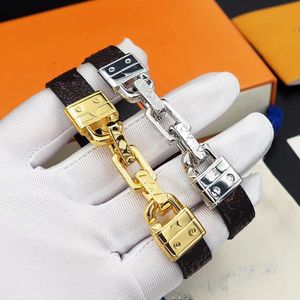 Pulseira de charme pulseira de couro branquear bracelete clássica jóias designer de jóias Brand marrom -marrom de metal casal de jóias e caixas de jóias