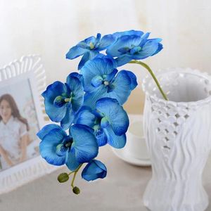 Decorative Flowers 7 Head Artificial Butterfly White Orchid Flower Silk Plastic Phalaenopsis For Wedding Party Decoration DIY Fake