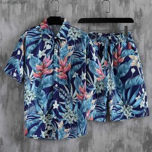 Męskie szorty Nowe popularne koszulki plażowe Kobiety z krótkim rękawem i szorty sznurkowe hawajskie nadruk kwiatowe ubrania męskie podróż AL2406