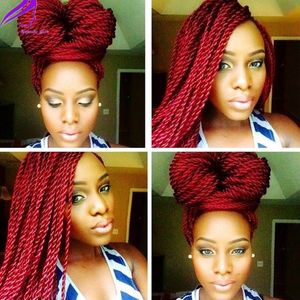 180density full Micro Braided Lace Front Wigs Synthetic Lace Front Wig Black Women African American red Braided Havana Twist Lace Wig Tmasb