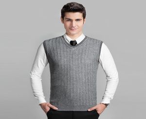 Whole 2016 Latest Style Fashion Grey V neck Sleeveless Knitting Pattern Mens Cable Sweater Vest9921049