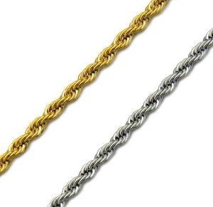 Hip Hop Gold 304L rostfritt stål halsband män repkedja ed halsband för kvinnor män smycken5976146