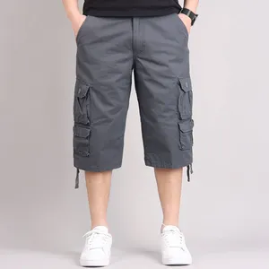 Męskie spodnie letnie spodnie dresowe męsne mody mody mody mody mody duży kieszonkowy stały kolor krótkie krótkie