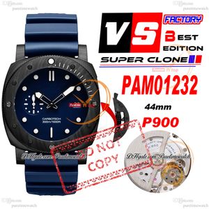 VS1232 01232 P900 Automatyczne męskie zegarek VSF 44 Quarantaquattro Real Carbotech Case Blue Abisso Guma Pasek Super Edition Włochy RELOJ HOMBRE MONTRE HOMMES Puretime