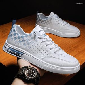 Casual Shoes Men Leather Youth Summer Trend Microporous White Flats skateboard street mode sneakers