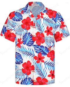 Camisas casuais masculinas plantas tropicais flor 3d impressão havaí camise