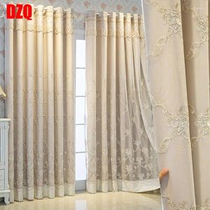 Curtain European Style Yarn One Double Curtains For Living Dining Room Bedroom Embroidery Full Simple Light Luxury Windows Balcony