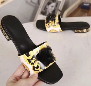Designerskie buty kapcie Kapcie mody luksusowe kwiatowe kapcie skórzane gumowe płaskie sandały letnie kapcie rozmiar US4 do US13