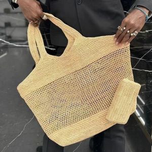 Designer Bag Icare Raffias Straw Shoulder Bags Luxury Handbags Womens Large Capacity Tote Shopping Bag High Quality Beach Bag Attached Detachable Glasses Bag Purse