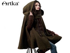 Artka Women039S vinter Ny vintage varm ullhoodie -kappa rockar broderad dropshoulder ärm ullkapet ytterkläder wa10220d 4170936