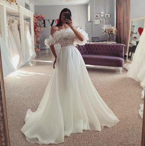 Elegant Organza Wedding Dress 2024 Off The Shoulder Hanmade Flower Pleat Pleated Bridal Gowns Vestidos De Novia Custom Made Robe De Mariage
