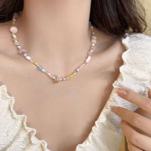 Girl Colorful Lettued Necklce Sweet Nd Vertile High Gde Collr Chin Dopmine Acceorie Neckin Jewelry